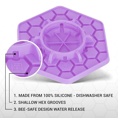 Bee Feeder for Mason Jar Made of Silicone - Bee Watering Station for Garden Compatible with Regular Mouth Mason Jars (Lilac) - color: Purple