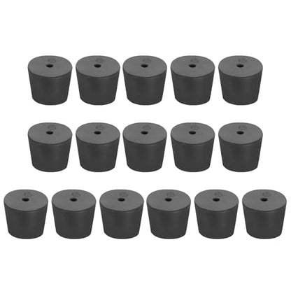 MECCANIXITY Rubber Tapered Plug 26mm to 32mm Solid Test Tubes Bungs Stopper with Hole Black for Lab Home 16 Pieces - size: 26mm-32mm