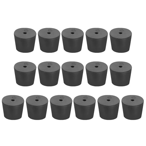 MECCANIXITY Rubber Tapered Plug 26mm to 32mm Solid Test Tubes Bungs Stopper with Hole Black for Lab Home 16 Pieces - size: 26mm-32mm