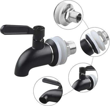 Spigot For Beverage Dispenser 2pcs Drink Dispenser Spigot Champagne Stainless Steel Tap Replacement for Beverage and Glass Jar Bottle(Silver) - color: Silver