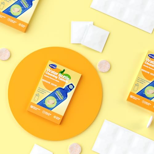 Water Bottle Cleaning Tablets, 18 Pack Bottle Clean Tablet Hydration Bladder Cleansing Tablets for Hydration Bladder, Water Bottle, Individually Packed, Orange Flavor - size: 1 Count (Pack of 18)