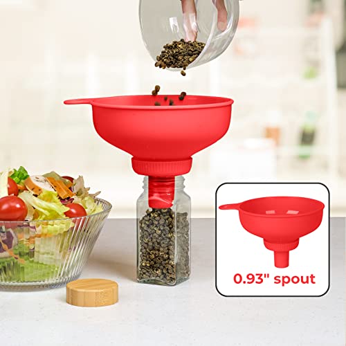 Wide Mouth Kitchen Funnel, Food Grade Plastic Cooking Canning Funnel with 4 Sizes Spouts for Filling Wide and Regular Mason Jars, Spray Dropper Oil Bottle Jug Spices Shampoo Sauce