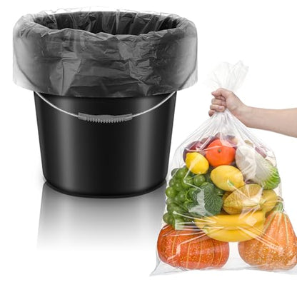 Teling 50 Pack 5 Gallon Bucket Liner Bags Clear Ice Bucket Liners Turkey Brine Disposable Marinating Container Bag for Storage Food, Leak Proof，20 x 28 Inches (4.7 Mil) - size: 4.7 Mil