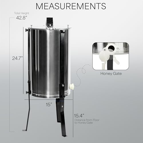 VIVO Honey Extractor 2 Frame Rack, Food Grade Stainless Steel Honey Processing Equipment, Manual Crank Honeycomb Drum Spinner with Transparent Lid, BEE-V002 - size: 1 Count (Pack of 1), style: Manual