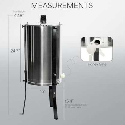 VIVO Honey Extractor 2 Frame Rack, Food Grade Stainless Steel Honey Processing Equipment, Manual Crank Honeycomb Drum Spinner with Transparent Lid, BEE-V002 - size: 1 Count (Pack of 1), style: Manual