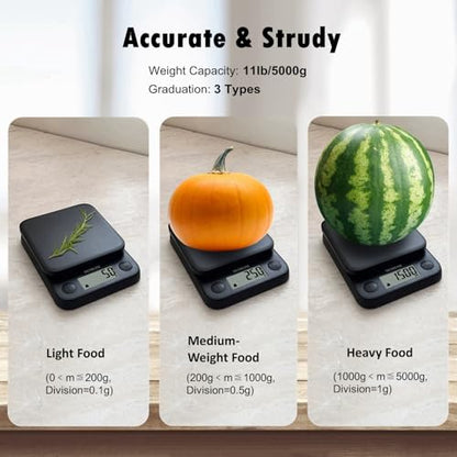 Food Scale Kitchen Scale Weight Grams and Ounces Small Digital Scale for Weight Loss Baking Cooking Coffee of NUTRI FIT, Max 11lb 0.5g Increment, LCD Smart Tare, Easy to Use for Travel, AAA Battery - color: Classic Black