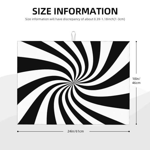 Black White Dish Drying Mat Funny Swirl Stripes Modern Classic Geometric Drying Rack Pad Countertop Dishes Ultra Absorbent Microfiber Kitchen Counter Mat 18x24 Inch - color: Black White