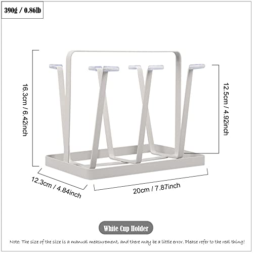 Metal 6 Cup Silicone Protective Hooks Mug Drying Rack, Non-Slip Bottle Drying Holder Tree for Glasses, Mugs Organizer (White) - color: White