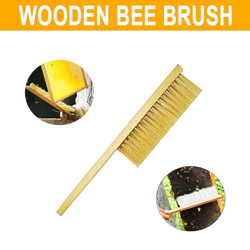 OZBEE 3 Pcs Bee Hive Tools for Beekeepers, Stainless Steel J Hook Frame Lifter & Scraper, Bee Hive Frame Grip Holder Lifter, Beekeeping Brush with Wooden Handle, Flow Hive Beekeeping Kit Accessories