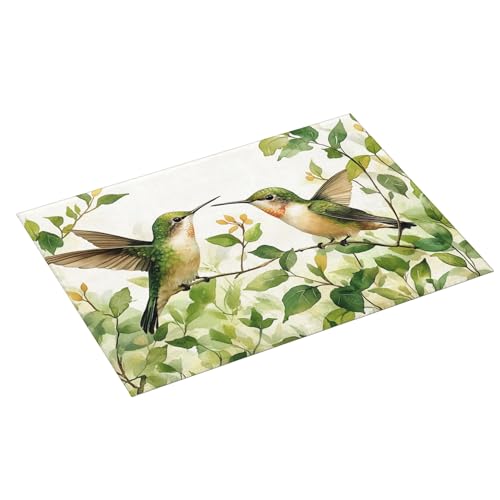 Green Hummingbird Dish Drying Mat for Kitchen Counter Microfiber Super Absorbent Non-Slip Dish Drying Pad for Countertops Dishes Utensils Stylish Quick-Dry Machine Washable 18x24 Inch - color: Green Plants Hummingbird