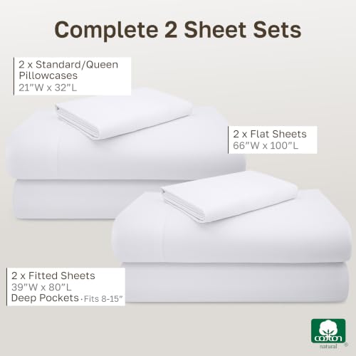 California Design Den 2-Pack Twin XL Sheet Sets - Luxury 600 Thread Count Sateen, 100% Cotton Sheets Twin XL, Deep Pockets, Soft, Crisp and Durable Bedding - White - color: 01 - Bright White, size: Twin XL (Pack of 2)