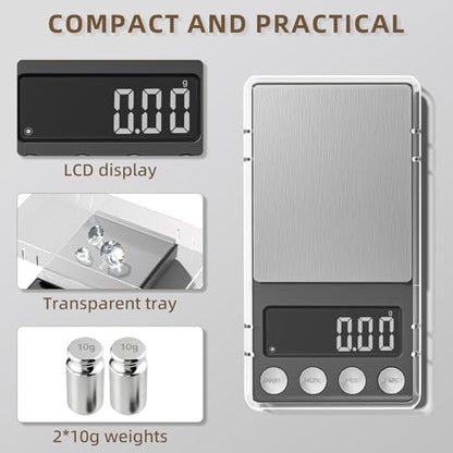 SKEAP Digital Coin Scale, Gram Scale 0.01g Accuracy for Coin Collectors, Bank Tellers and Home Use, Ideal Scale for Gold and Jewelry, 200g Capacity with Calibration Weight