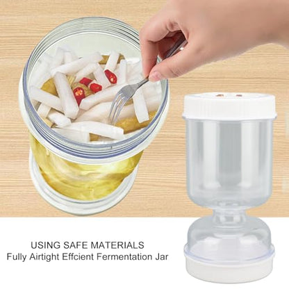 50oz Pickle Jar with Strainer Flip, Leakproof Airtight Food Storage Container Pickle Holder Juice Separator Jar for Capers Olives Jalapenos Includes 2 Forks Silicone Gasket Timer Lid