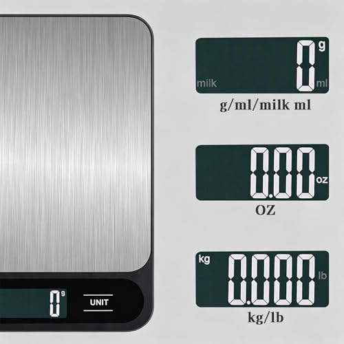 Food Scale, 10kg/22lb Digital Kitchen Scale Weight Grams and Ounces for Baking Cooking Coffee Package Postage, LCD Display, Easy Clean Stainless Steel(No Battery Included)