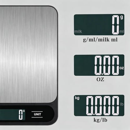 Food Scale, 10kg/22lb Digital Kitchen Scale Weight Grams and Ounces for Baking Cooking Coffee Package Postage, LCD Display, Easy Clean Stainless Steel(No Battery Included)