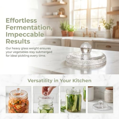 Operitacx Fermentation Glass Weights: Easy Grip Handle Fermenting Weights for Pickling - 4 Inch Wide Mouth Canning Fermenting Pickling Sourkrout Fermentation - size: 9.70X9.70X4.00CM