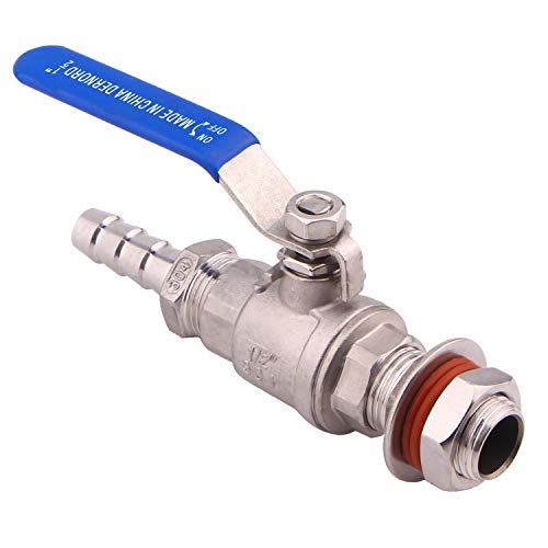 DERNORD 1/2 Inch Stainless Steel Ball Valve Weldless Bulkhead For Home Brew Kettle (1/2 NPT to 1/2 Barb Hose) - size: 1/2" NPT to 1/2" Barb Hose, style: Pack of 1