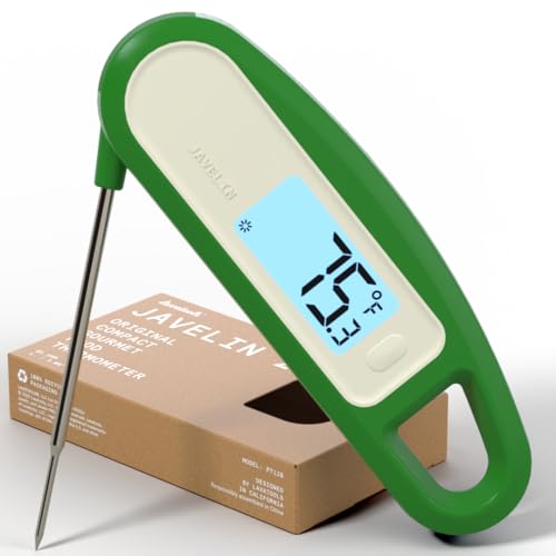 Lavatools PT12B Javelin 2 Ultra Fast Digital Instant Read Meat Thermometer for Grill and Cooking, 3" Probe, Compact Foldable Design, 1.5" Backlight Display, Water Resistant-Spinach - color: Spinach
