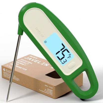 Lavatools PT12B Javelin 2 Ultra Fast Digital Instant Read Meat Thermometer for Grill and Cooking, 3" Probe, Compact Foldable Design, 1.5" Backlight Display, Water Resistant-Spinach - color: Spinach