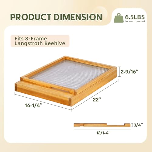 MayBee 8 Frame Screened Bottom Board Bee Hive Bottom Board - 100% Beeswax Dipped Solid Wood Base with Entrance Reducer & Ventilation, Durable Beekeeping Supplies for Langstroth Beehives - color: 8 frame board