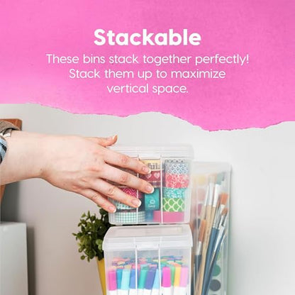 IRIS USA Vertical Plastic Flip Top Storage Containers Bins with Lids for Pantry, Home, Office, Organization, Medium, Stackable Hinged Organizer with Latches, Clear, 20 Pack - size: Medium - 20 Pack