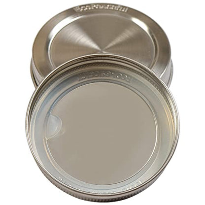 316 Surgical Stainless Steel Mason Jar Lids REGULAR Mouth,ORIGINAL DESIGN,Stackable w/ Pull-Tab Silicone Seal. Rust-proof, Airtight, Leak-proof, Vegan, BPA-Free, Reusable,Not for Canning - size: 12 Regular Mouth Lids