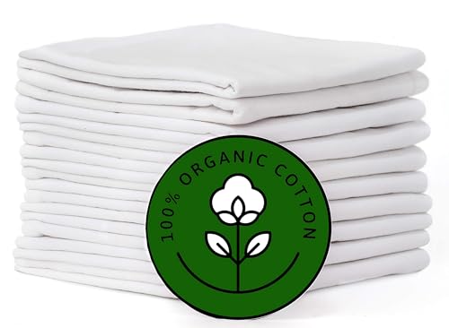 Flour Sack Kitchen Towels |Organic Cotton Blank Towel| Tea Towel Crafting Embroidery|Flat Thick Absorbent Quick Dry | Baking Bread Proofing Breathable Linen Cloth Cover Set of 10, 28 x 28 Inch, White - color: White, size: 28x28