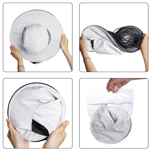 Sucrain Mosquito Head Net Hat Sun Hat Garden Bug Hat with Hidden Net Mesh for Outdoor Gardening Beekeeping - color: White