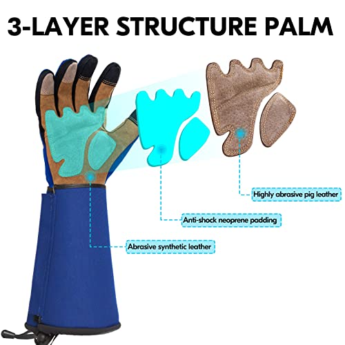 Vgo... Gardening Gloves Unisex,Safety Work Gloves,Long Sleeves Gauntlet,Puncture Proof,Touchscreen(Size M,Blue,SL7496) - color: 1 Pair - Blue - Long Cuff, size: Unisex Medium