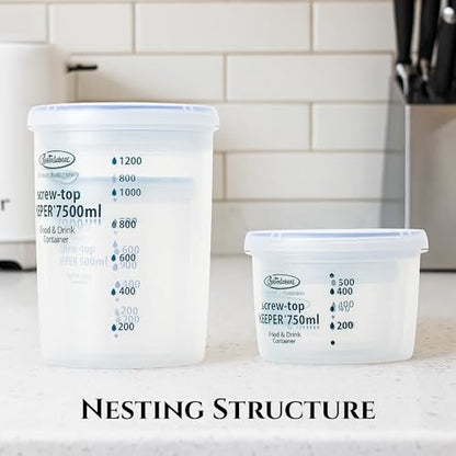 Set of 3, Lustroware Airtight Nestable Food Storage Containers with Lids, Reusable BPA Free Meal Prep Canisters with Measurement Marks, Pantry & Fridge Organization, Microwave Safe (8.5, 17, 25 oz) - size: 8.5/17/25 oz