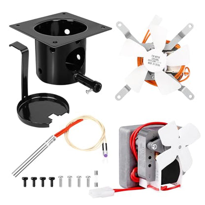 Upgraded 2.0 RPM Auger Motor, Fire Burn Pot and Hot Rod Ignitor, Grill Induction Fan for Traeger and Pit Boss Pellet Grill, Fire Pot Replacement for Traeger Parts Replacement, with Ash Remover, Screws - size: Fire Burn Pot + Ignitor + Motor + Fan