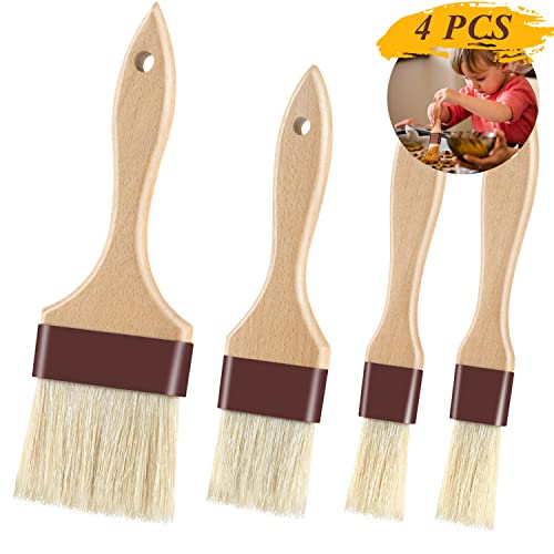 FurRain Pastry Brushes for Baking & Grilling, Boar Bristles & Beech Wood Handles, 4PCS (2*1 Inch & 2*1.5 Inch) - color: 2*1 inch & 2 inch & 3 inch - 4PCS