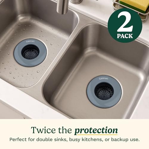 Cuisinart Sink Strainers- 2 Pack Kitchen Sink Drain Strainer & Food Catcher with Enamel-Coated Stainless Steel Rim and Silicone Base, Fits Standard 3.5" Drains, Outer Diameter 4.35", Scratch-Safe - color: Dark Gray