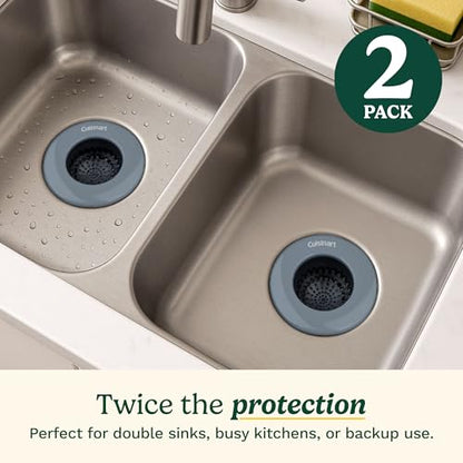 Cuisinart Sink Strainers- 2 Pack Kitchen Sink Drain Strainer & Food Catcher with Enamel-Coated Stainless Steel Rim and Silicone Base, Fits Standard 3.5" Drains, Outer Diameter 4.35", Scratch-Safe - color: Dark Gray