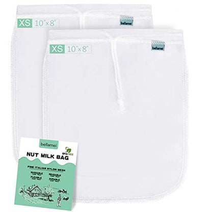 Nut Milk Bag Reusable 2 Pack Food Strainer Nut Bag(8×10 in) | for Almond/Soy Milk Greek Yogurt Professional for Cold Brew Coffee Tea Beer Juice Fine Nylon Mesh - size: 2 pack - 8"x10"