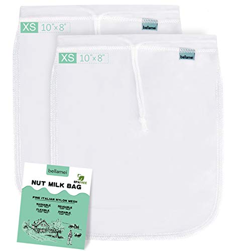 Nut Milk Bag Reusable 2 Pack Food Strainer Nut Bag(8×10 in) | for Almond/Soy Milk Greek Yogurt Professional for Cold Brew Coffee Tea Beer Juice Fine Nylon Mesh - size: 2 pack - 8"x10"