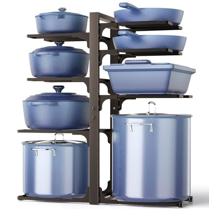ORDORA Pots and Pans Organizer under Cabinet, 20.8" Height Heavy Duty 120LBS Pots Pans Organizer Rack for Cabinet 8-Tier Adjustable for Big Stockpots, Dutch Oven, Cast-iron Pan, Heavy Cookware, Bronze - style: L-21"H-HeavyDuty-Bronze
