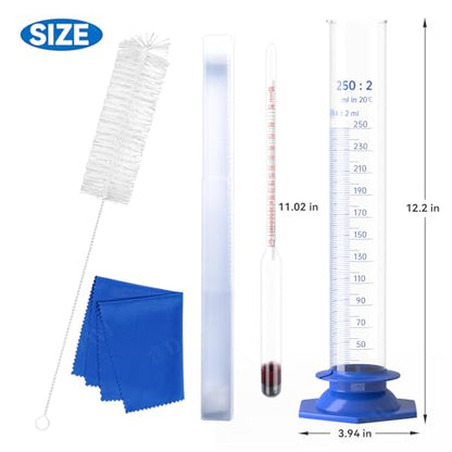 Hydrometer Alcohol 0–200 Proof & Tralle with Glass Test Jar Kit, Lab-Grade Glass Dual Scale for Accurate High-Proof Spirit Testing Moonshine Whiskey Spirits Liquor Proofing Distilling