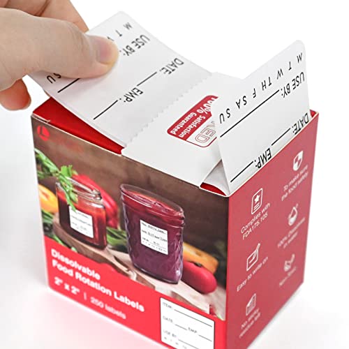 L LIKED 250 Dissolvable Labels 2"x 2" Use By Food Rotation Storage Label - size: 2"x2"/250labels/Black