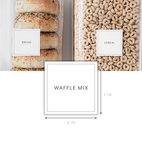 Pantry Labels for Food Containers, 156 Preprinted Kitchen Labels for Storage Bins and Glass Jars, Waterproof Removable Organizing Stickers for Food and Pantry Essentials - style: Modern White Pantry Labels
