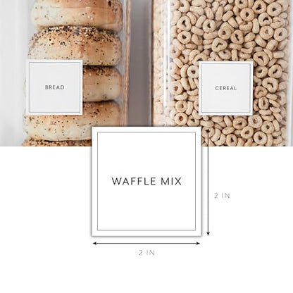 Pantry Labels for Food Containers, 156 Preprinted Kitchen Labels for Storage Bins and Glass Jars, Waterproof Removable Organizing Stickers for Food and Pantry Essentials - style: Modern White Pantry Labels