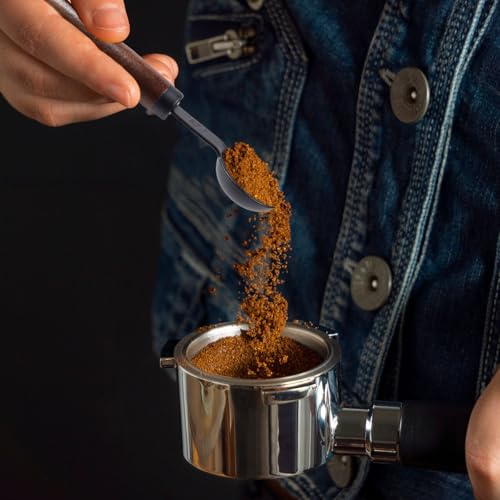 Set of 4 Measuring Spoons Black Measuring Scoops with Wooden Handle Stainless Steel Measuring Spoons Set for Kitchen Flour Spice Seasoning Measurement (15ml+5ml+2.5ml+1.25ml) - size: 1/16+1/48+1/96+1/192 Cup