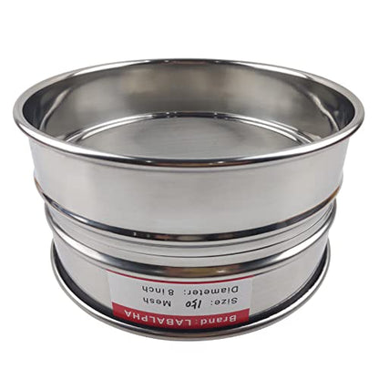 LABALPHA 200 Mesh Lab Sieves, #200 Mesh Test Sieve, 8'' Diameter, 304 Stainless Steel Wire Cloth (0.075mm) - size: 200 mesh (0.075mm)