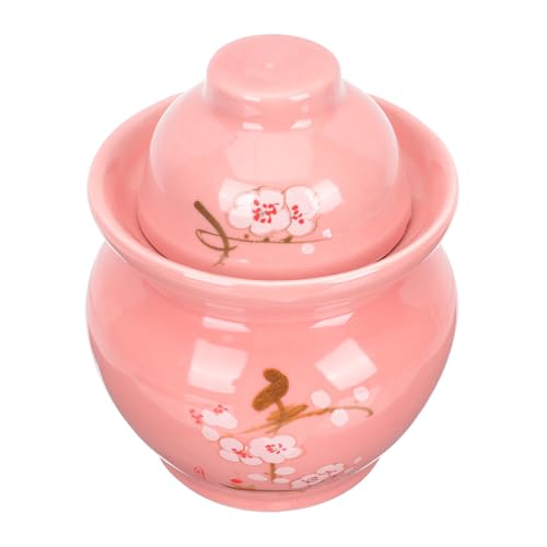 STOBAZA Ceramic Pickle Jar with Double Seal Lid Sichuan Plum Blossom Pattern Fermentation Crock for Kimchi Sauerkraut and Paocai Traditional Water-sealed Food Storage Container Compact