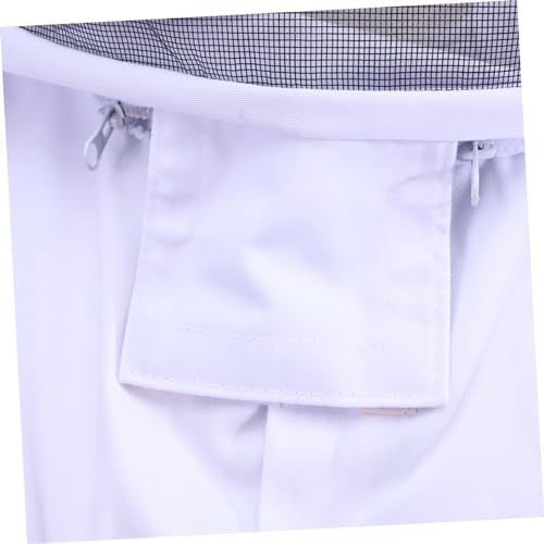 POPETPOP Hooded Beekeeping Suit for Full Body Protection Elasticized Cuffs Ankles XXL Size White