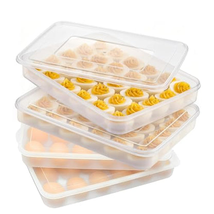 4pcs Dumpling Box Containers for FridgeLarge Plastic Container Flat Storage Bins StackableFood Storage Containers Refrigerator Box DumplingCase Kitchen Supply Tray Fruits, Vegetables, Meat and More
