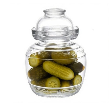 Fermentation Jar, 1.5 Liter Pickle Kimchi Jar with Water Seal Lid | Food Grade, Clear Glass, for Making Pickles Kimchi Sauerkraut and Fermenting Vegetables Fruits, Kombucha, Wine Brewing - size: 1.5 l Wide Mouth