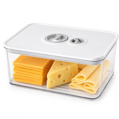 Cheese Container for Refrigerator,Cream Cheeses Storage Box,Cheese Keeper with Airtight Lid and Time Recording,BPA-Free Kitchen Storage Organizer Sliced,Grated,Cheddar Cheeses Saver Bin - color: Clear-1650