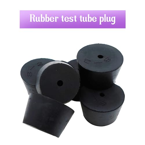 6Pcs Solid Rubber Stopper Bungs with Hole 33mm to 41mm Solid Test Tubes Bungs Stopper for Flask, Plug Holes and Test Tube(Black) - size: 33mm to 41mm