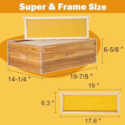 8 Frame Beehive Kit with Screened Bottom Board Dipped in Heavy Beeswax Bee Hive Boxes Starter Kit for Bee Keekeepers - Langstroth Beehive Kit with 2 Honey Bee Hives Boxes